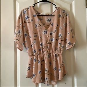 Sienna Sky Floral Kimono-style Pastel Pink Blouse